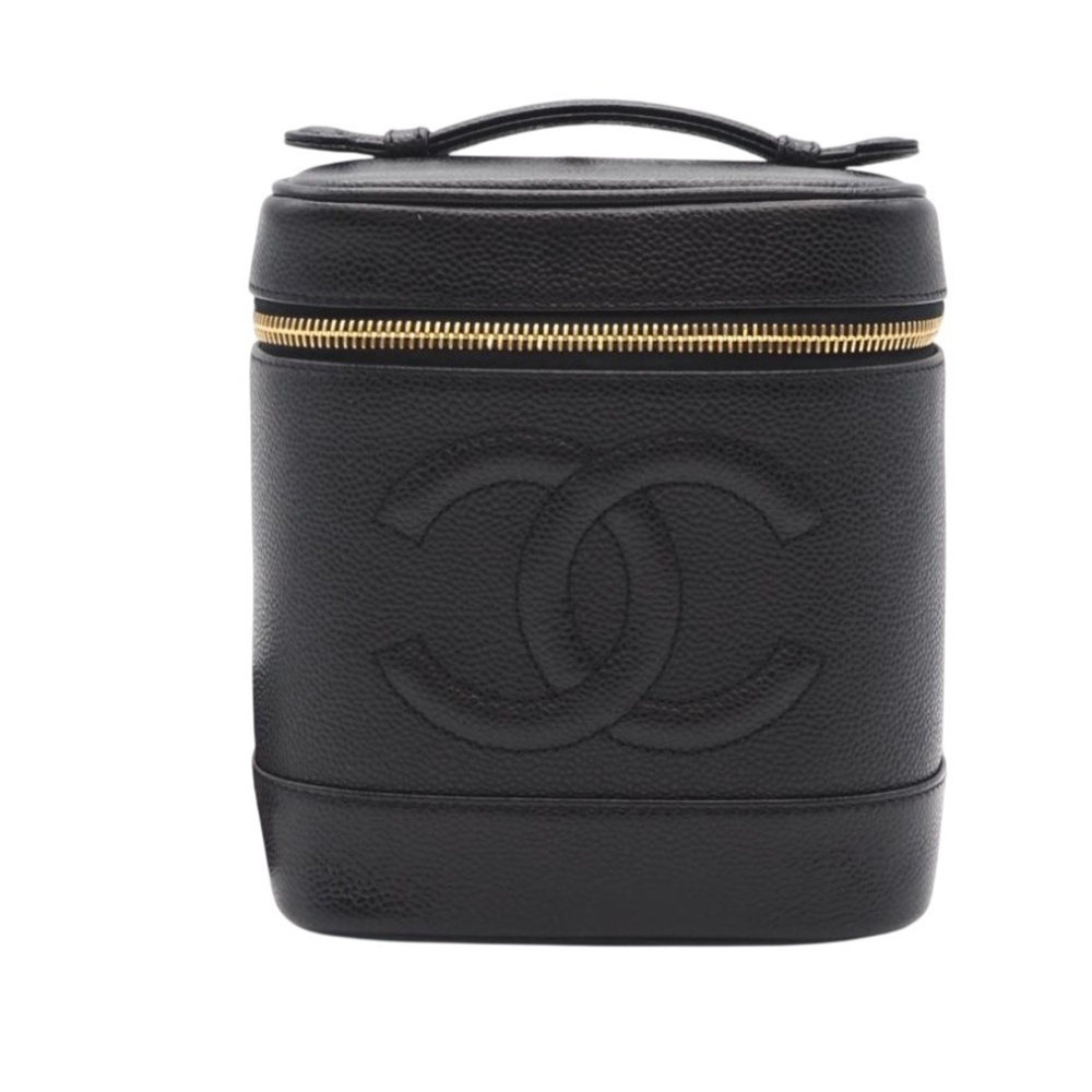 CHANEL Black Caviar Leather Logo Vanity Bag - Picture 1 of 12